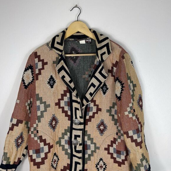 Vtg Its Outta The Bag Unge Potch Ket Womens Navajo Southwest Aztec Jacket Sm USA - Picture 2 of 15